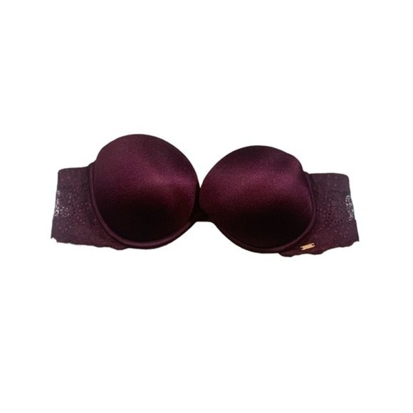 PINK Victoria's Secret Other - PINK Victoria's Secret Date Plunge Push Up Strapless Bra Burgundy 36B